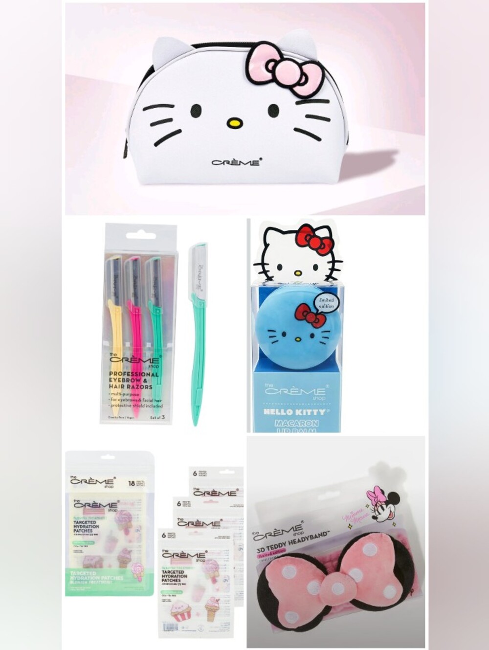 Hello Kitty x The Crème Shop-5PC  Cosmetic Pouch & Skincare Bundle -🩷